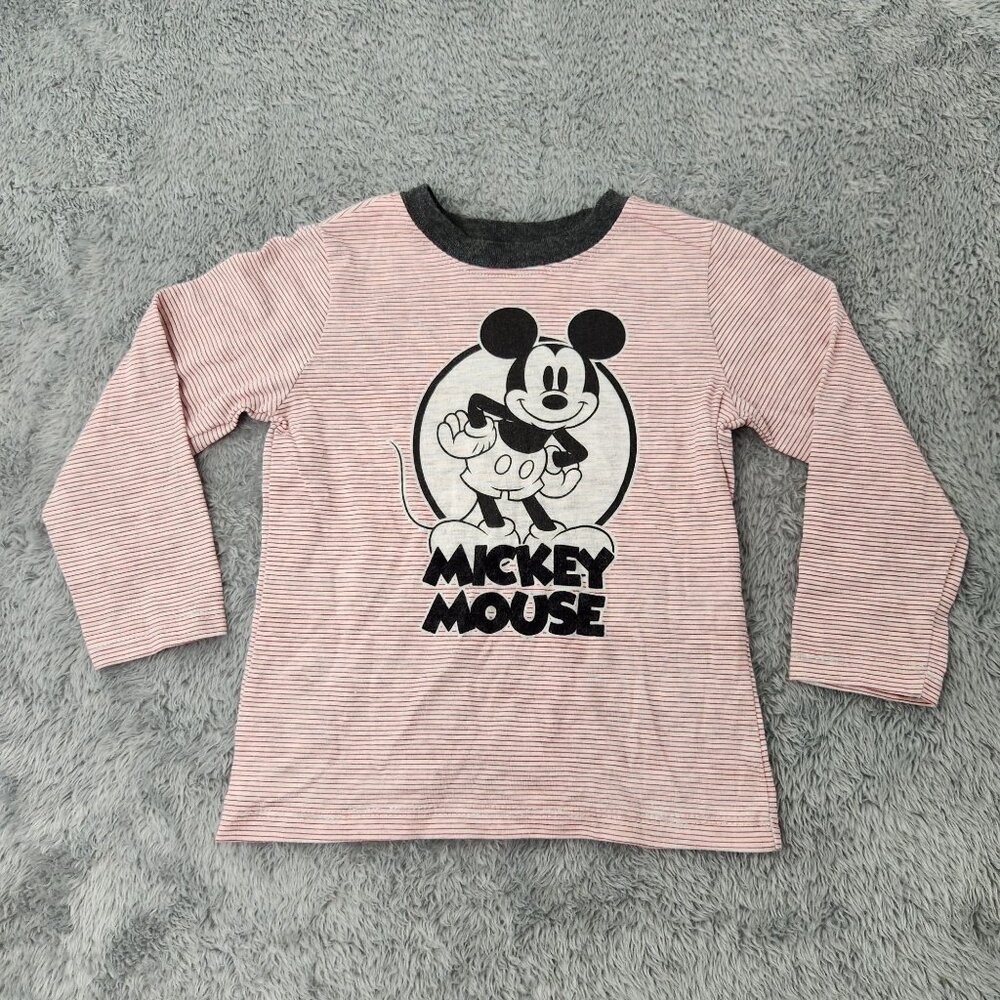Disney Okie‎ Dokie Mickey Mouse Striped Long-Sleeve Shirt 2T Cotton Blend